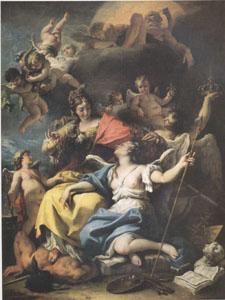 RICCI, Sebastiano Allegory of France as Minerva or Wisdom Who Treads Ignorance Underfoot and Crowns Martial Virtue (mk05) China oil painting art